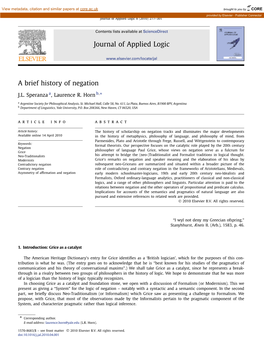 A Brief History of Negation ∗ J.L
