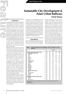 Sustainable City Development & Asian Urban Railways