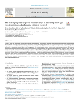 The Challenges Posed by Global Broadacre Crops in Delivering Smart Agri- Robotic Solutions: a Fundamental Rethink Is Required T