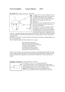 Yews in Cumbria Graham Wilkinson 1996/7