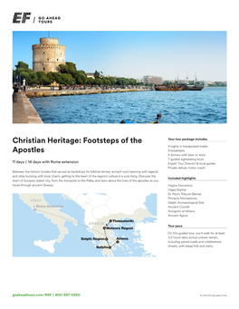 Christian Heritage: Footsteps of the Apostles 11 Days | 14 Days with Rome Extension