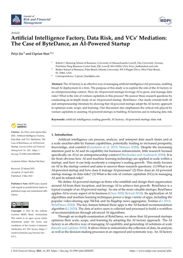 Artificial Intelligence Factory, Data Risk, and Vcs' Mediation: the Case of Bytedance, an AI-Powered Startup