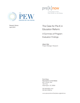 The Case for Pre-K in Education Reform