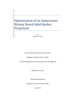 Optimization of an Ammonium Nitrate Based Solid Rocket Propellant