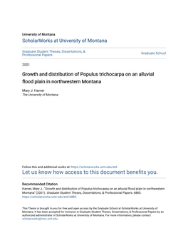 Growth and Distribution of Populus Trichocarpa on an Alluvial Flood Plain in Northwestern Montana