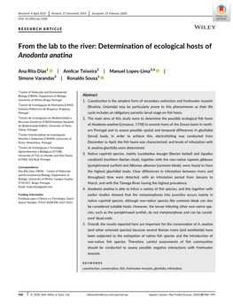 Determination of Ecological Hosts of Anodonta Anatina