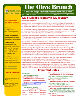 The Olive Branch Cañada College International Student Newsletter