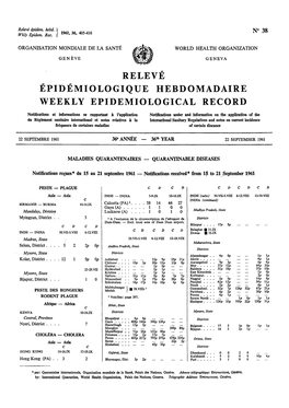 Releve Épidémiologique Hebdomadaire Weekly Epidemiological Record