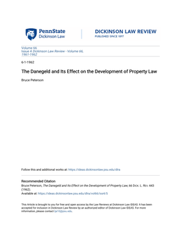 The Danegeld and Its Effect on the Development of Property Law