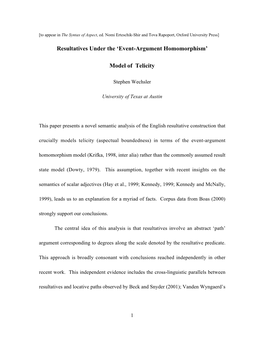 Resultatives Under the 'Event-Argument Homomorphism' Model of Telicity