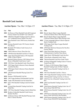 Baseball Card Auction