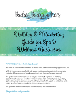 Holiday & Marketing Guide for Spa & Wellness Businesses