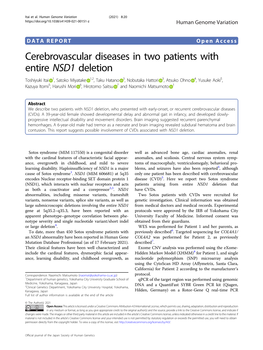 Cerebrovascular Diseases in Two Patients with Entire NSD1 Deletion