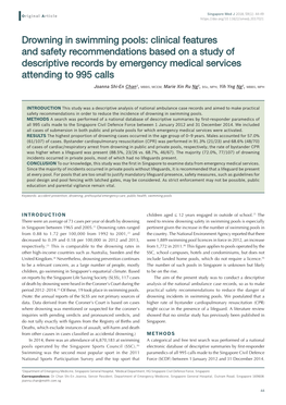 Drowning in Swimming Pools: Clinical Features and Safety Recommendations Based on a Study of Descriptive Records by Emergency Medical Services Attending to 995 Calls