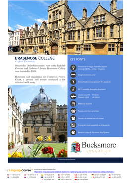 Bucksmore English Language Summer School Brasenose College