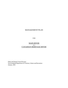 Management Plan Main River Canadian Heritage River
