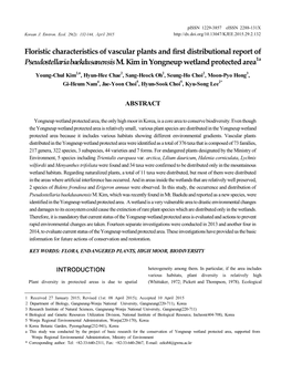 Floristic Characteristics of Vascular Plants and First Distributional Report of Pseudostellaria Baekdusanensism. Kim in Yongneu