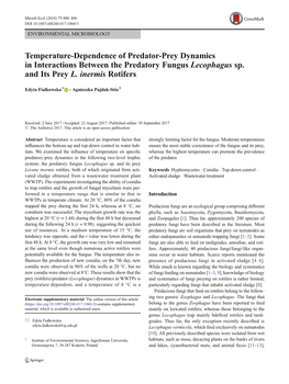 Temperature-Dependence of Predator-Prey Dynamics in Interactions Between the Predatory Fungus Lecophagus Sp