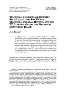 The V-Chip, Television Program Ratings, and the Tv Parental Guidelines Oversig