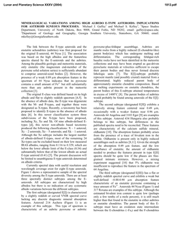 Mineralogical Variations Among High Albedo E-Type Asteroids: Implications for Asteroid Igneous Processes