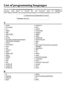 List of Programming Languages