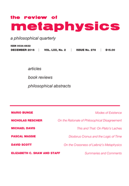 A Philosophical Quarterly Articles Book Reviews Philosophical Abstracts