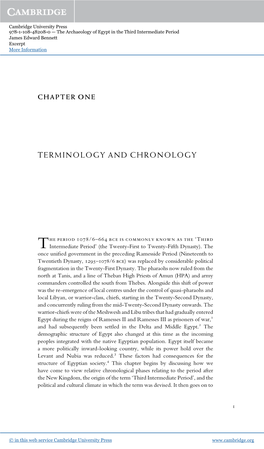 Terminology and Chronology