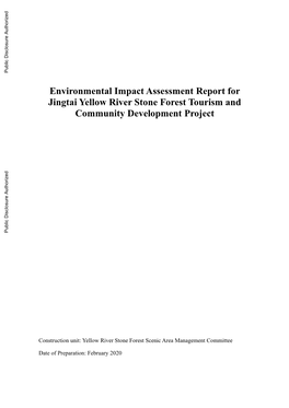 Environmental Impact Assessment Report for Jingtai Yellow River Stone Forest Tourism and Community Development Project