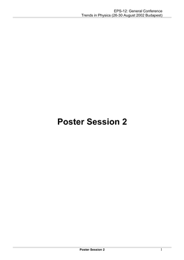 Abstracts for Poster Session 2