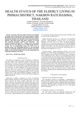 Health Status of the Elderly Living in Phimai District