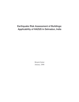 Earthquake Risk Assessment of Buildings: Applicability of HAZUS in Dehradun, India