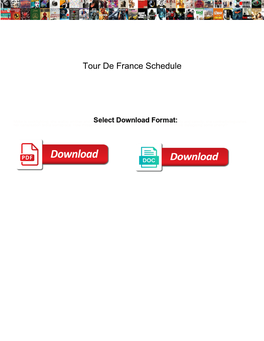 Tour De France Schedule