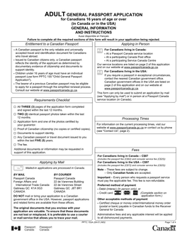 Adult General Passport Application