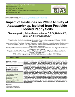 Impact of Pesticides on PGPR Activity of Azotobacter Sp. Isolated from Pesticide Flooded Paddy Soils