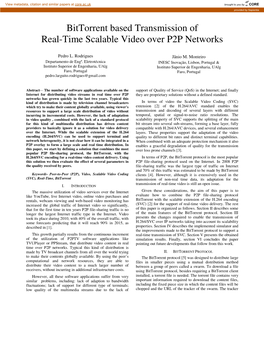 Bittorrent Based Transmission of Real-Time Scalable Video Over P2P Networks