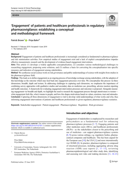 'Engagement' of Patients and Healthcare Professionals In