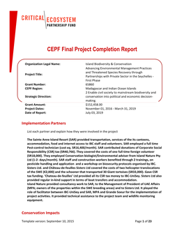 CEPF Final Project Completion Report