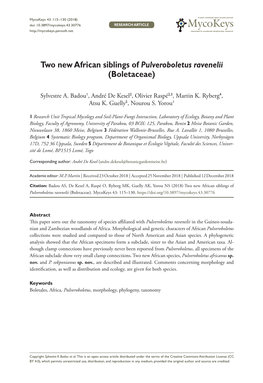 Two New African Siblings of Pulveroboletus Ravenelii (Boletaceae)