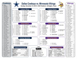 Dallas Cowboys Vs. Minnesota Vikings Vikings ­ No