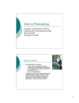 Intro to Podcasting Handouts Available for Download Here