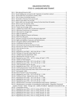 Oklahoma Statutes Title 41. Landlord and Tenant