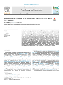 Hagglund and Hjalten 2018 Substrate Specific Restoration Promotes