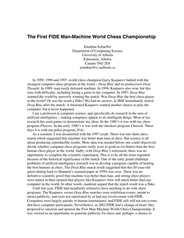 The First FIDE Man-Machine World Chess Championship