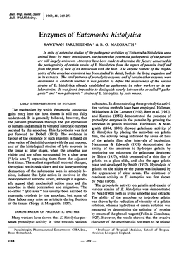 Enzymes of Entamoeba Histolytica RAWEWAN JARUMILINTA 1 & B