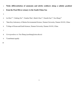 Niche Differentiation of Ammonia and Nitrite Oxidizers Along a Salinity Gradient from the Pearl River Estuary to the South China