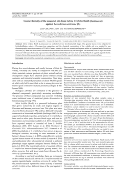 Contact Toxicity of the Essential Oils from Salvia Leriifolia Benth (Lamiaceae) Against Lasioderma Serricorne (F.)