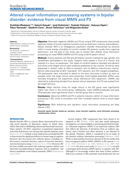 Altered Visual Information Processing Systems in Bipolar Disorder: Evidence from Visual MMN and P3