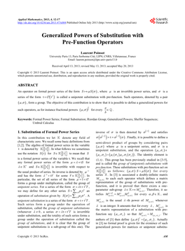 Generalized Powers of Substitution with Pre-Function Operators