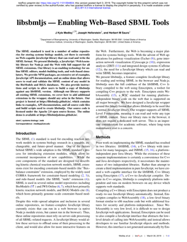 Enabling Web–Based SBML Tools