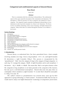 Categorical and Combinatorial Aspects of Descent Theory